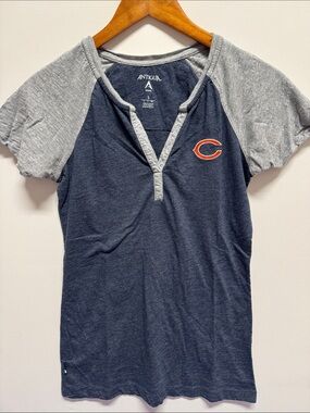 Navy and Gray Chicago Bears Raglan Henley Tee